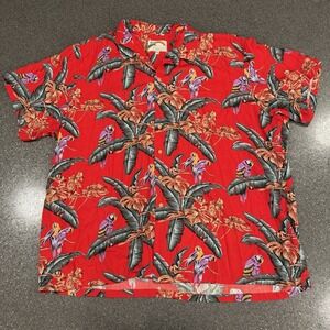 Paradise Found Men's Jungle Bird "Magnum PI Shirt" Red SS Button Up Size 3XL